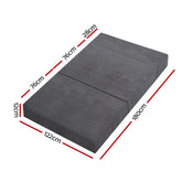 Giselle Bedding Double Size Folding Foam Mattress Portable Bed Mat Velvet Dark Grey